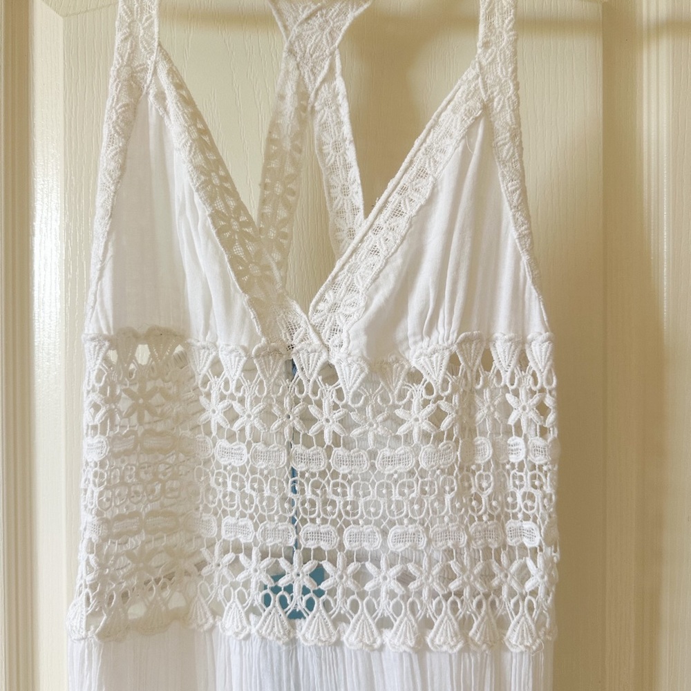 Solitaire Swim white lace maxi beach sun dress NWT medium - Picture 2 of 7